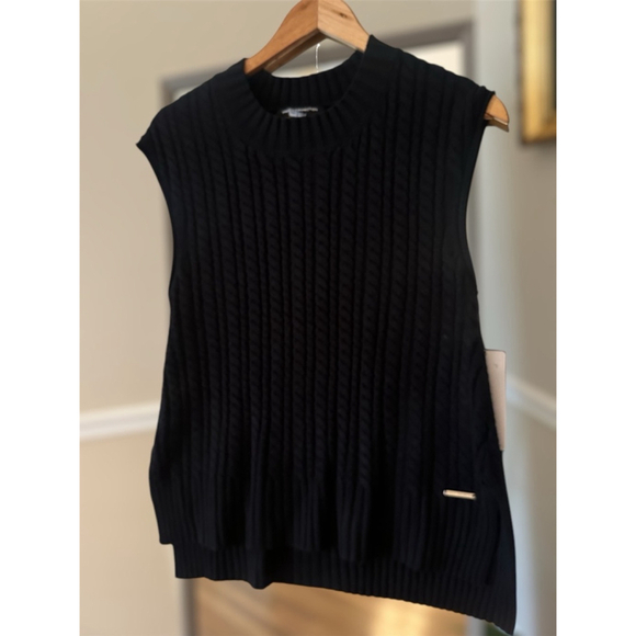 French Connection Black Open Knit Manda Vest - Picture 3 of 7